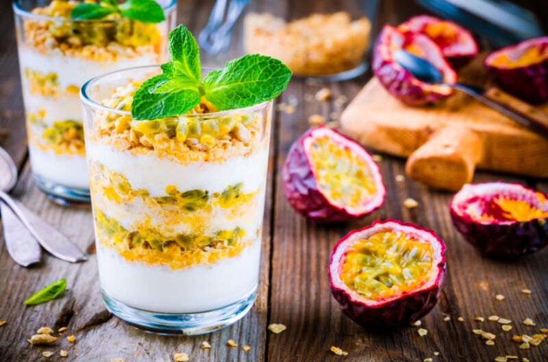 Allergy Friendly Peach and Passionfruit Parfait